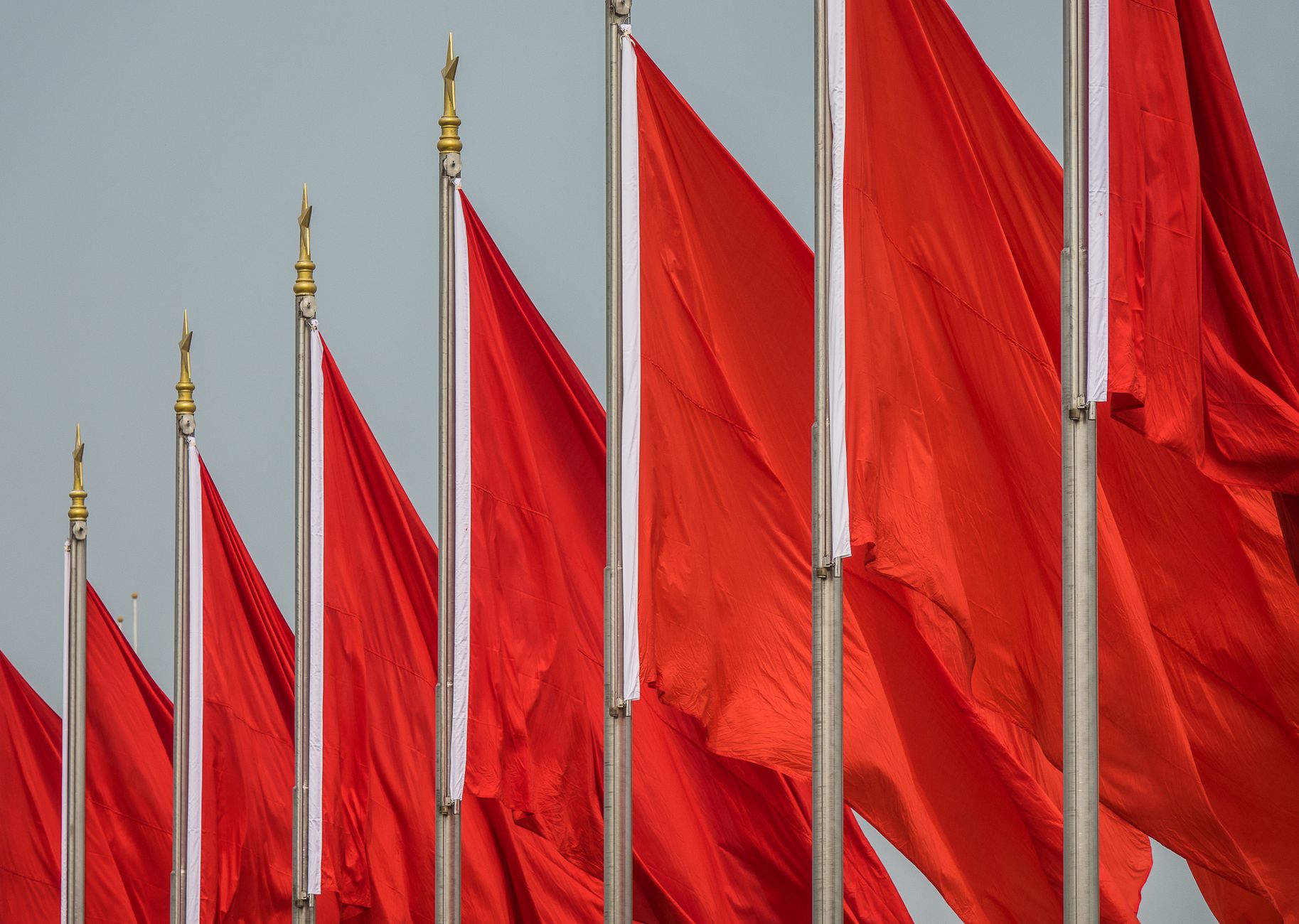 red flags on flagpoles